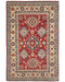 4x7 Red Kuba Afghan Hand Knotted Wool Area Rug